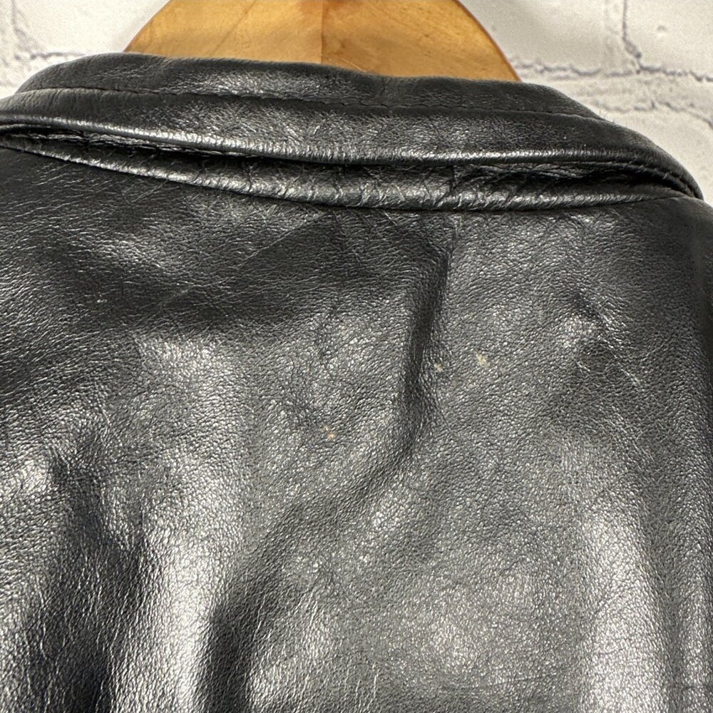 Vintage Wilsons Leather Jacket Womens Medium Black Fringe Western Cropped Biker - Picture 9 of 11